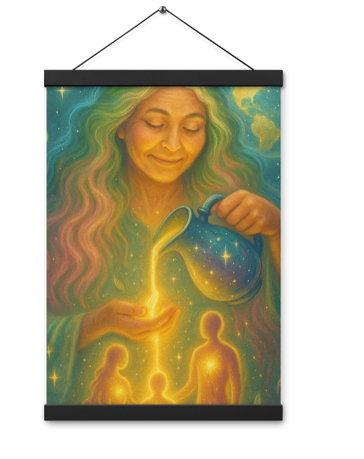 Gaia – She Who Pours Light | Divine Feminine Wall Art, Starseed Gift, Cosmic Mother Print, Lightworker Poster