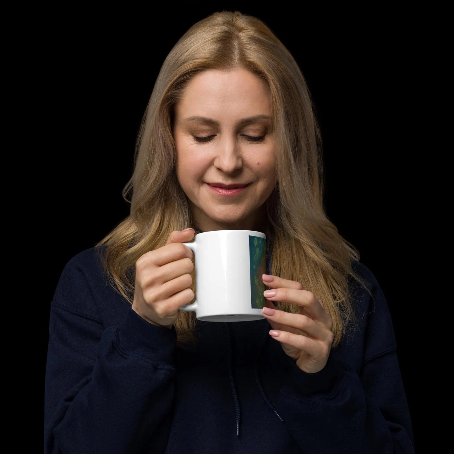 Gaia – She Who Pours Light | White Glossy Ceramic Mug, Spiritual Gift, Cosmic Mother Art