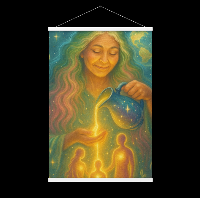 Gaia – She Who Pours Light | Divine Feminine Wall Art, Starseed Gift, Cosmic Mother Print, Lightworker Poster